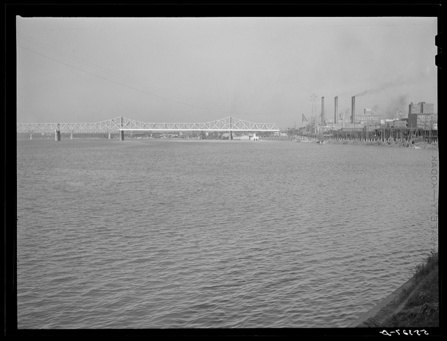 Louisville waterfront along the Ohio River. Kentucky