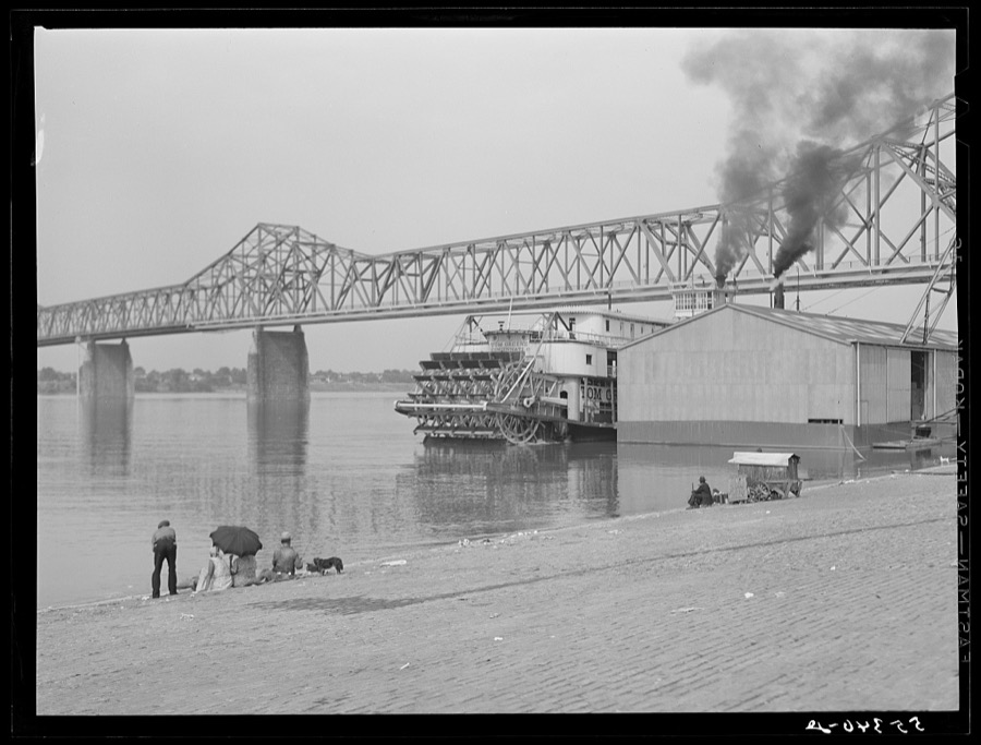 Fishing on Ohio riverfront in Louisville, Kentucky