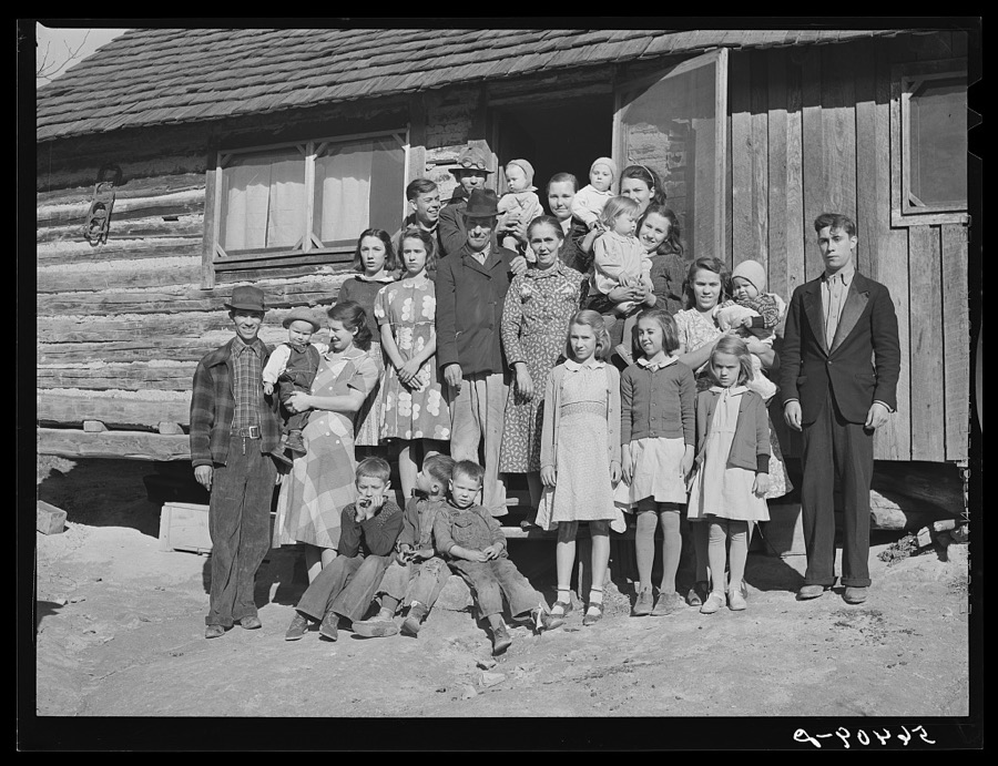 Noah Garland with his sons and some of their families. Southern Appalachian Project near Barbourville, Knox County, Kentucky