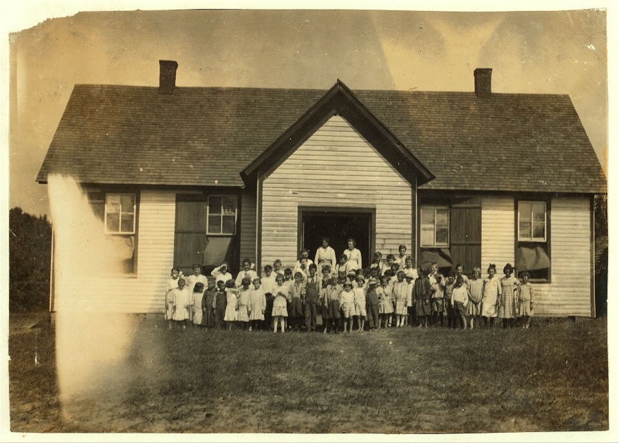 Anthoston School which opened September 5th. 54 present out of an enrollment of 62; Census 84. Work is interfering. See photo of school 2 weeks before it opened.  Location: Henderson County, Kentucky
