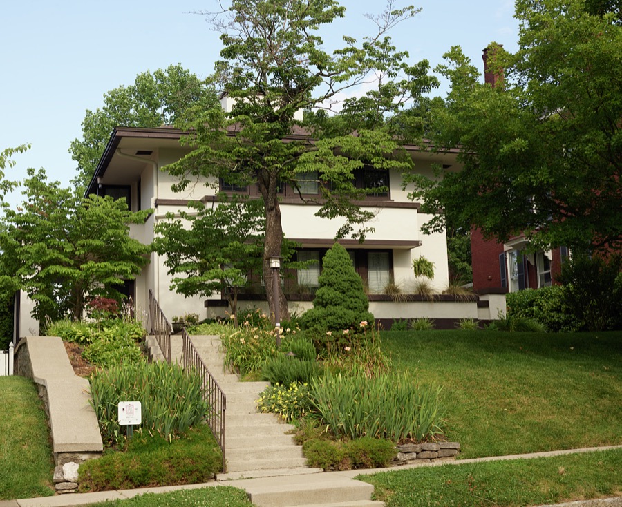 The 1910 "Prairie School" -style Ziegler House, designed by legendary architect Frank Lloyd Wright, in Frankfort, the capital city of the Mid-South U.S. state of Kentucky