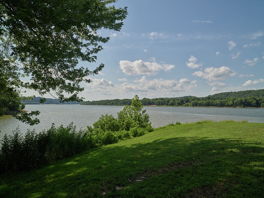 The confluence of the smaller Kentucky River, left, and the large Ohio River in Carrollton, Kentucky