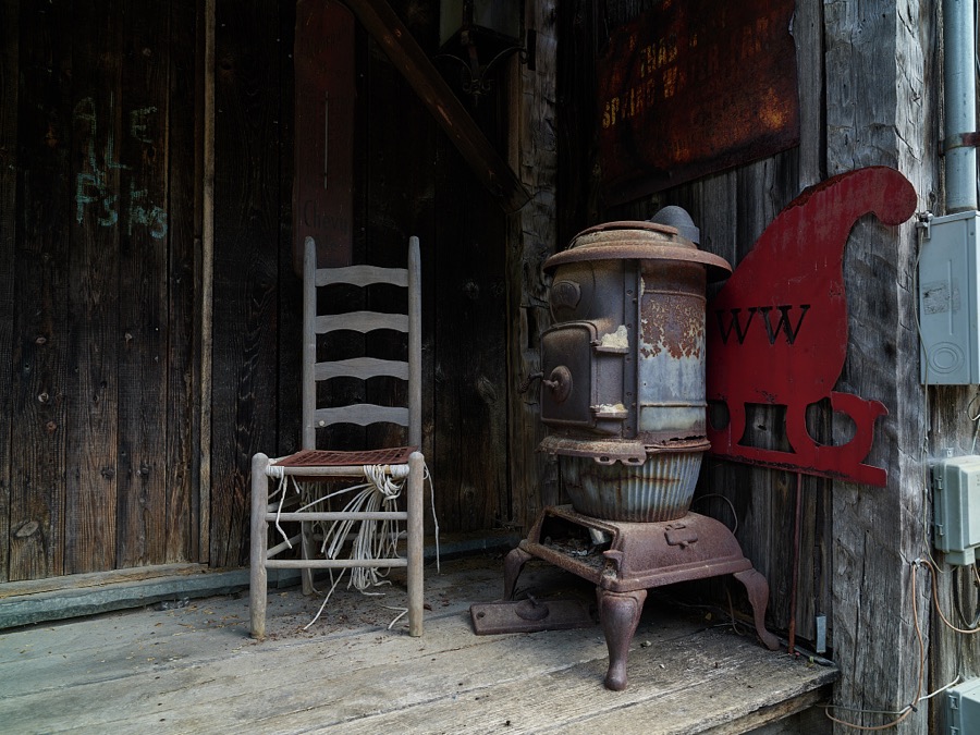 Porch scene in the little Ohio River "country town" of Rabbit Hash, Kentucky, which has become somewhat of a tourist attraction