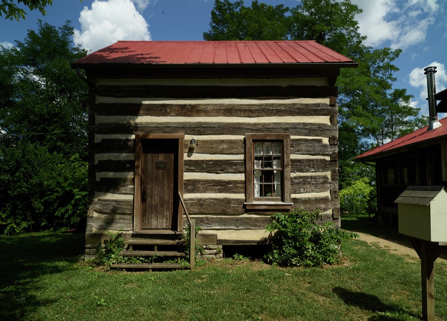 Log cabin in the little Ohio River "country town" of Rabbit Hash, Kentucky, which has become somewhat of a tourist attraction