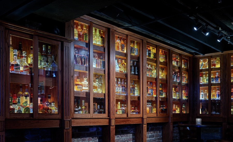 Just a portion of the legendary Bourbon Bar at the Miller House restaurant and lounge, located in a mansion built in 1905 in the Ohio River city of Owensboro, Kentucky's fourth-largest city