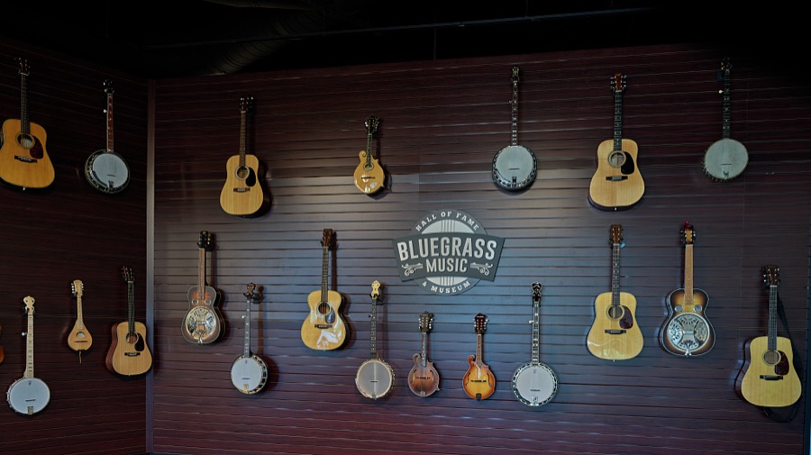 Instruments displayed at the Kentucky Bluegrass Museum in the Ohio River city of Owensboro, Kentucky's fourth-largest city