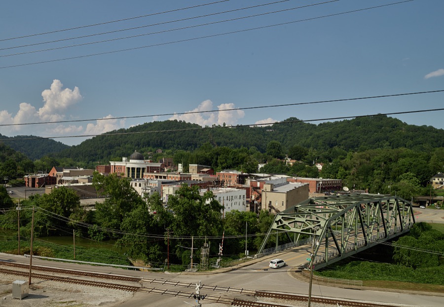 Overview of Hazard, a logging and coal town of 4,500 or so population in the hills of southeastern Kentucky