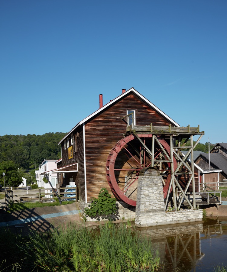 Water wheel in the Renfro Valley Entertainment Center in Mt. Vernon, Kentucky, a 90-acre entertainment complex that includes music venues and recording studios focused on classic country, Southern gospel & mountain bluegrass concerts