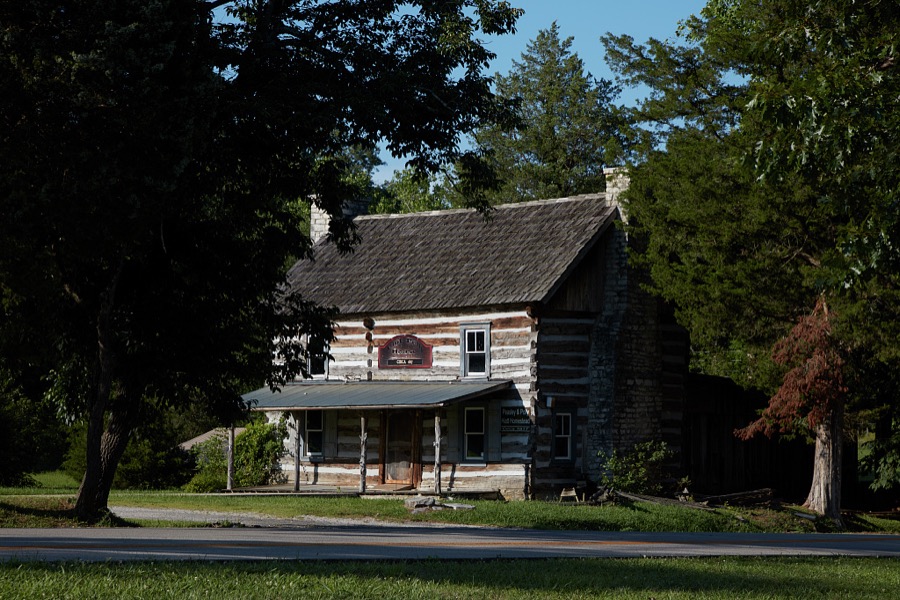 The Aunt Polly House, a shop in a c.-1817 cabin that sells arts and crafts in the Renfro Valley Entertainment Center in Mt. Vernon, Kentucky, a 90-acre entertainment complex that includes music venues and recording studios focused on classic country, Southern gospel & mountain bluegrass concerts