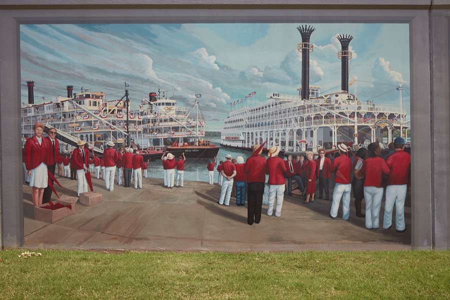 One of several panoramic "Wall to Wall murals," as they're called, created by artist Robert Dafford and his team, that line the floodwall in Paducah, a Kentucky city at the confluence of the Ohio and Tennessee rivers