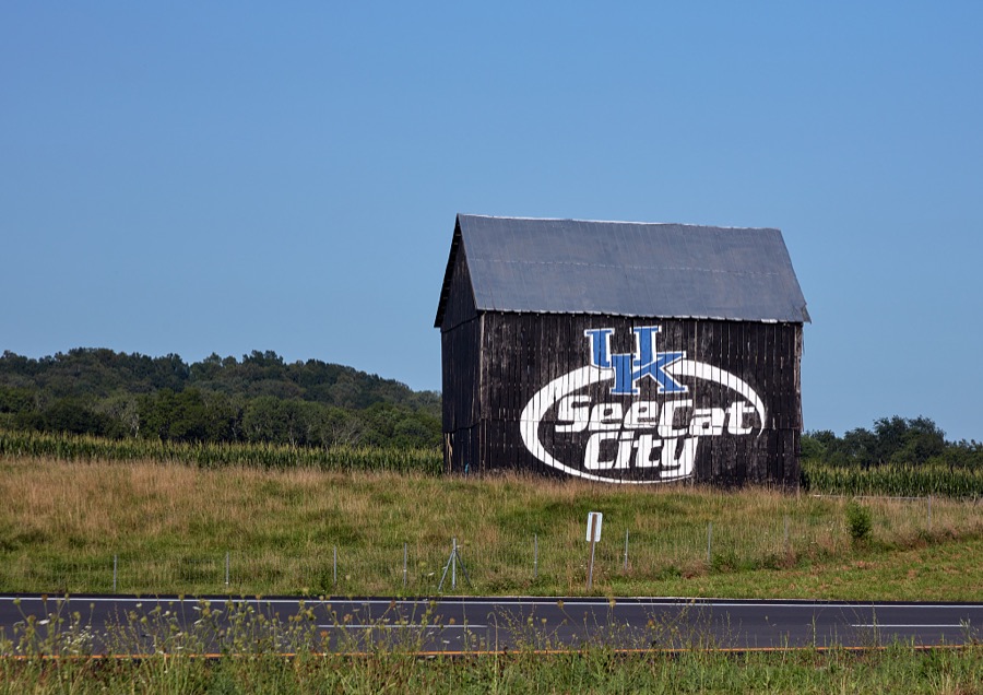 Barn with a "See Cat City" message near Elkton, a western Kentucky town near the Tennessee line