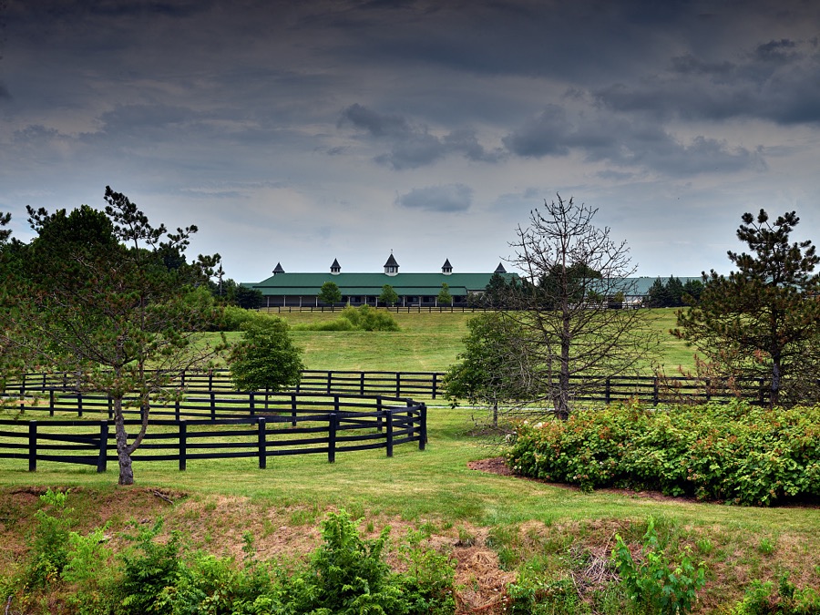 A horse stable that has become a classic symbol of the state, near Paris, Kentucky