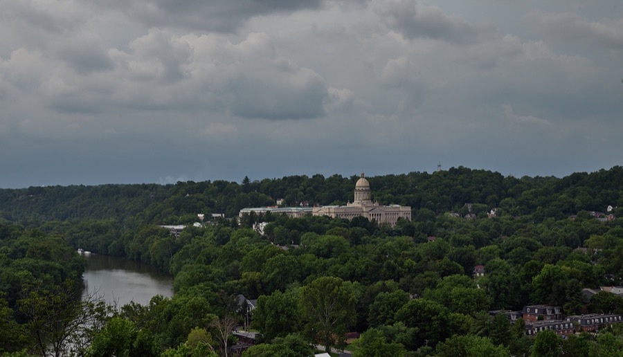 Overview of the capitol building in Frankfort, the capital city of the State of Kentucky, from the site of the Kentucky Vietnam Veterans Memorial