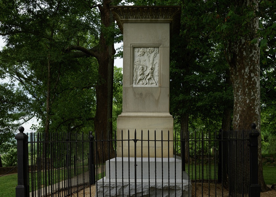 Grave marker of legendary American frontiersman, Daniel Boone at the Frankfort Cemetery in Frankfort, Kentucky's capital city