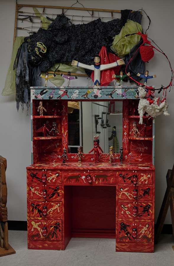 A complex art installation at the Kentucky Folk Art Center, inside the old Morehead Grocery Co. Building in Morehead, a community in northeastern Kentucky
