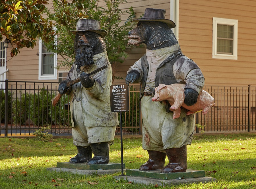 Artist Damon Farmer's bear-like figures at the historic McCoy House in Pikeville, an eastern Kentucky city named for General Zebulon Pike, the explorer who discovered Pikes Peak in Colorado