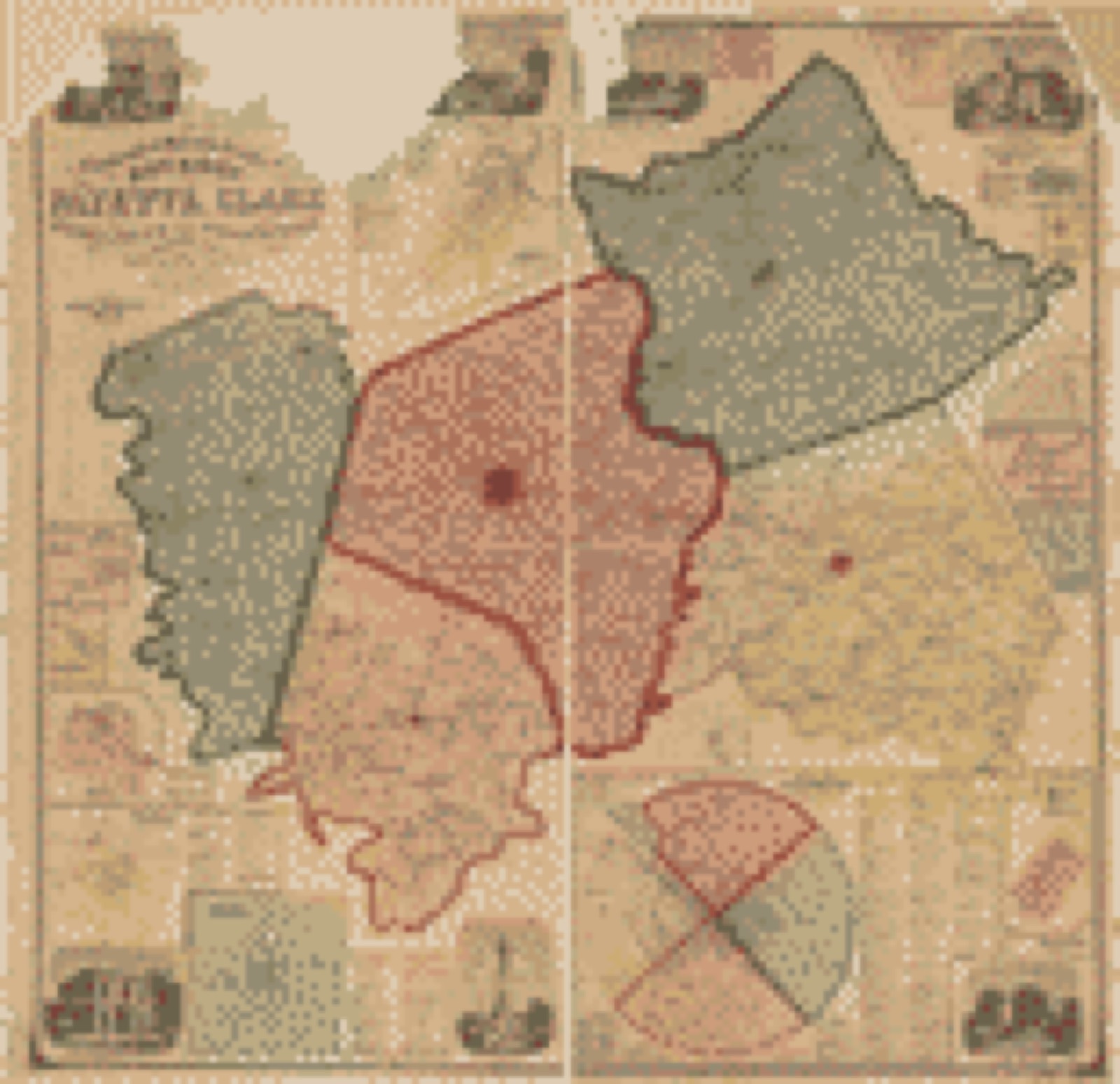 Land ownership map, 1861 - Topographical map of the counties of Bourbon, Fayette, Clark, Jessamine, and Woodford, Kentucky from actual surveys