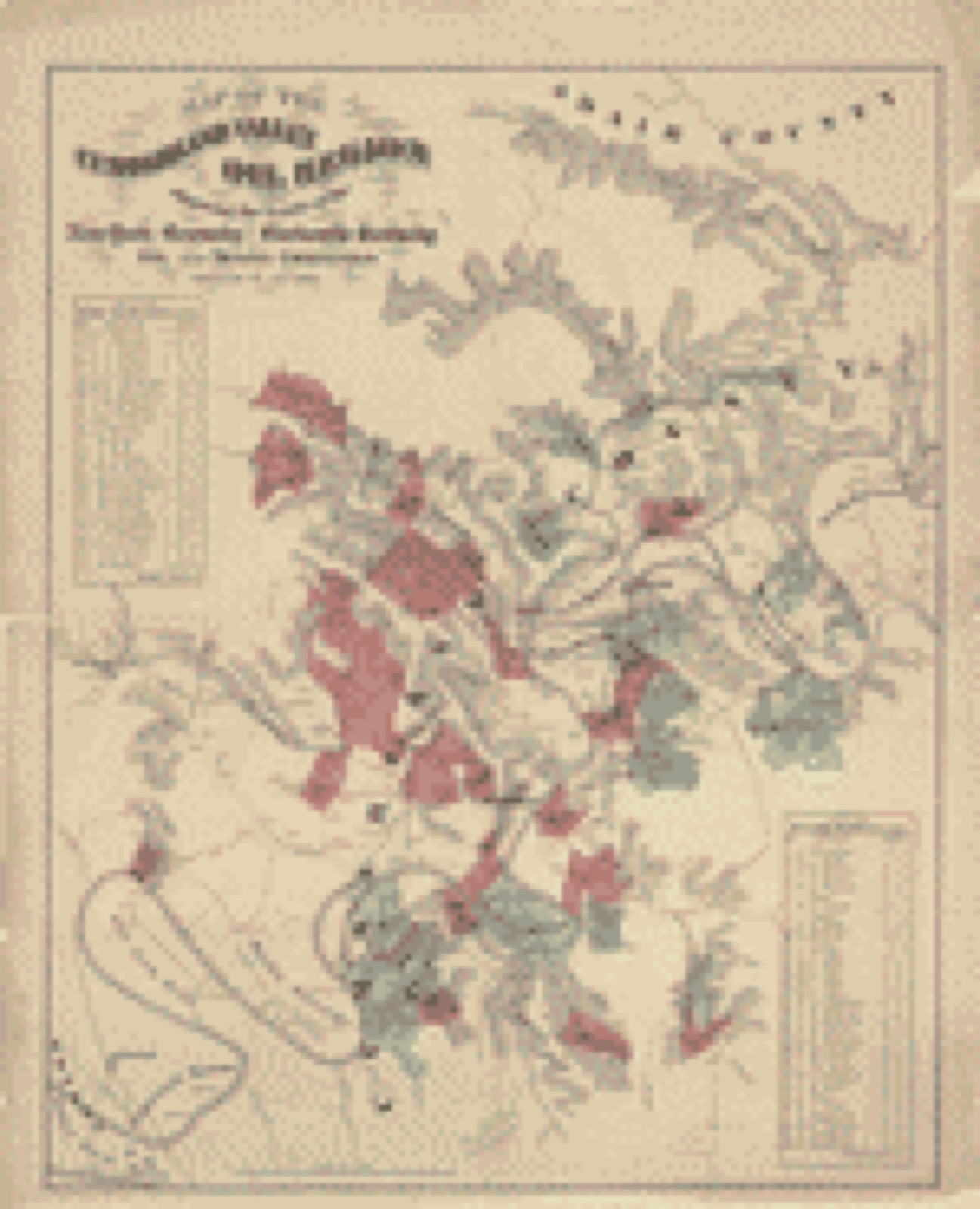 Land ownership map, 187? - Map of the Cumberland Valley oil region : showing the lands of the New York and Kentucky and the Burksville Kentucky Oil and Mining companies