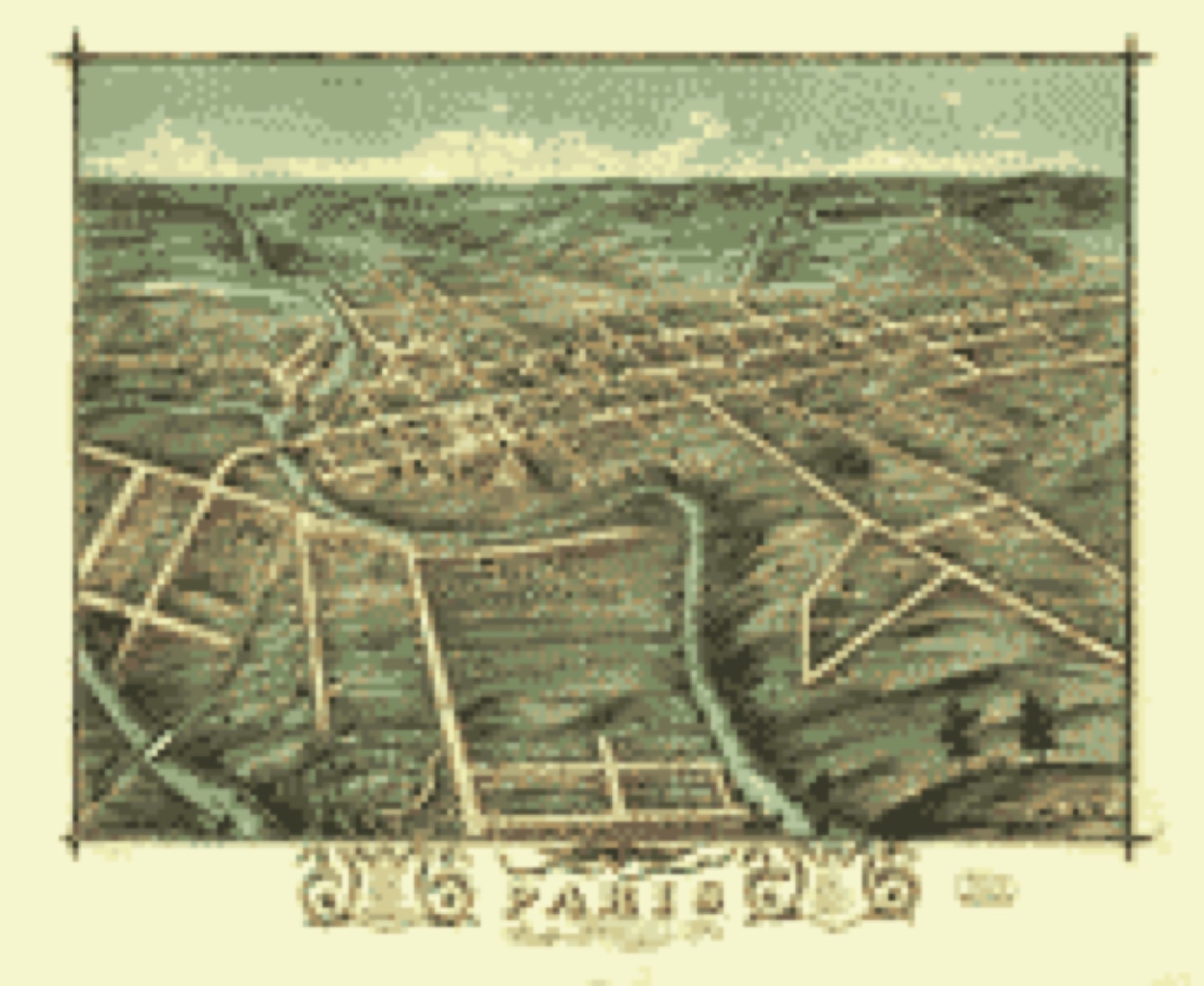 Bird's-eye view, 1870 - Bird's eye view of the city of Paris, Bourbon County, Kentucky 1870