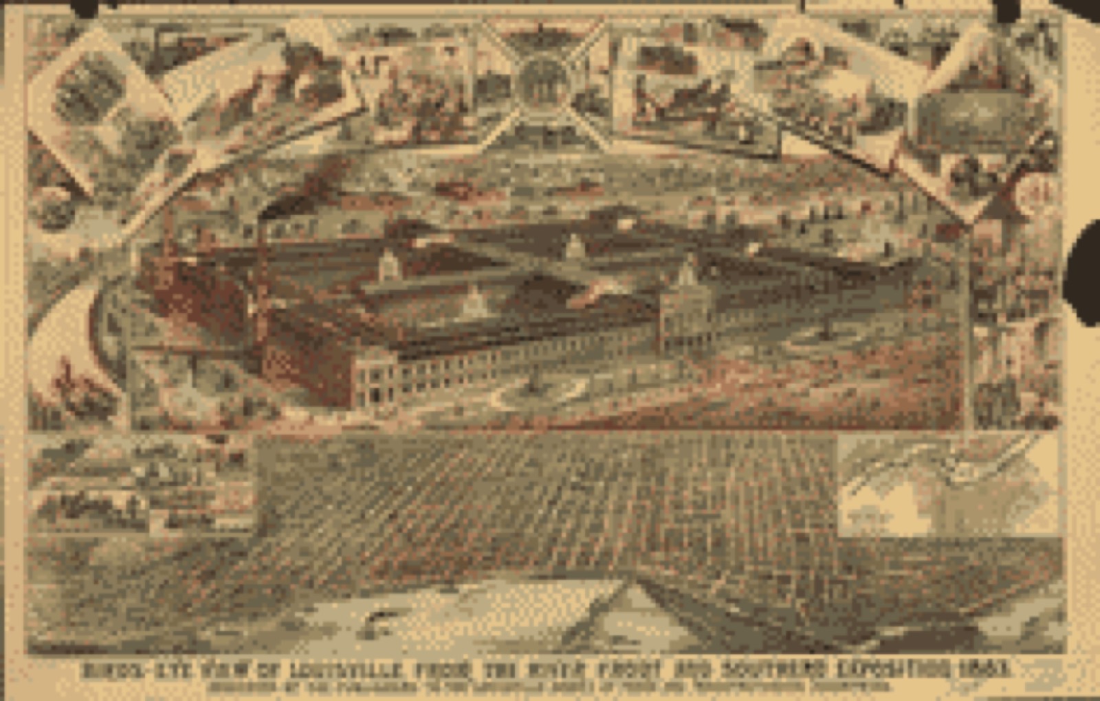 Bird's-eye view, 1883 - Birds-eye view of Louisville from the river front and Southern Exposition, 1883