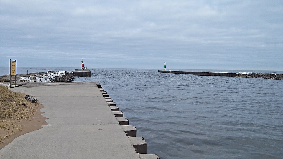 Photograph of Navigation Structures at Saugatuck Harbor