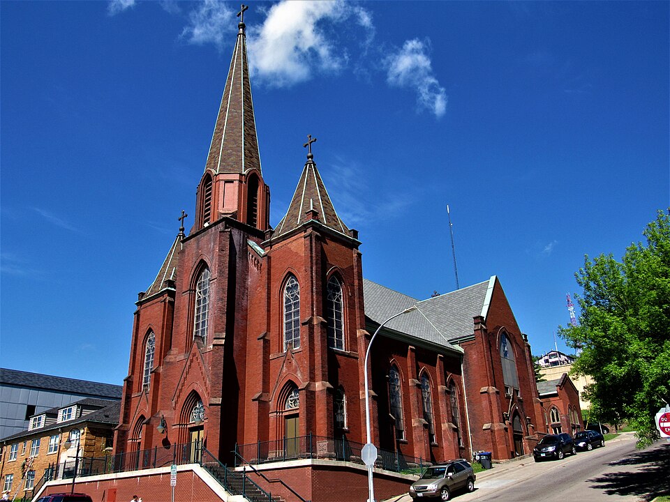 Photograph of Sacred Heart Cathedral, Sacred Heart School and Christian Brothers Home