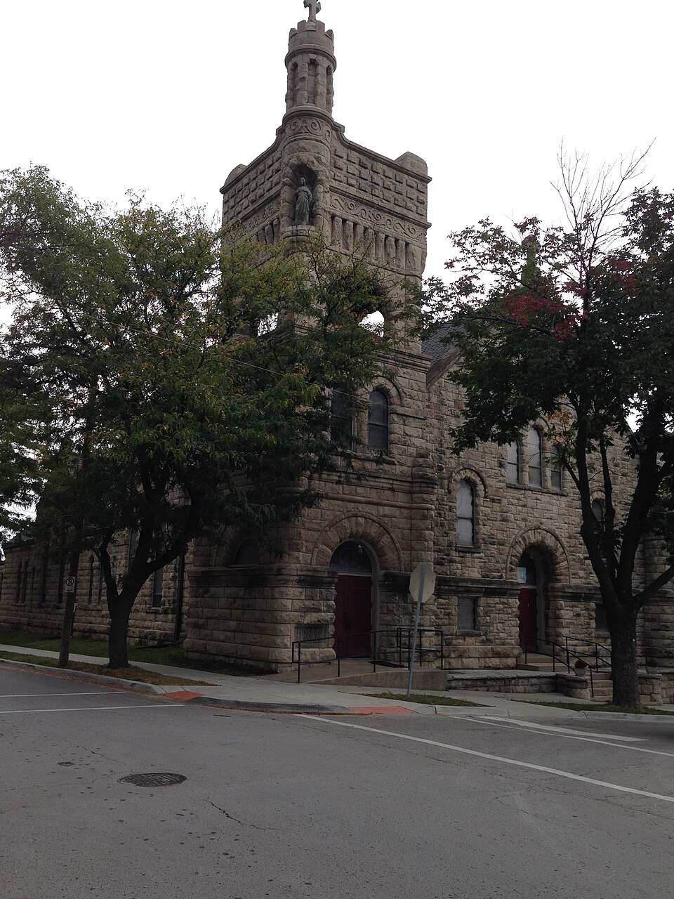 Photograph of Sacred Heart Church, School and Rectory