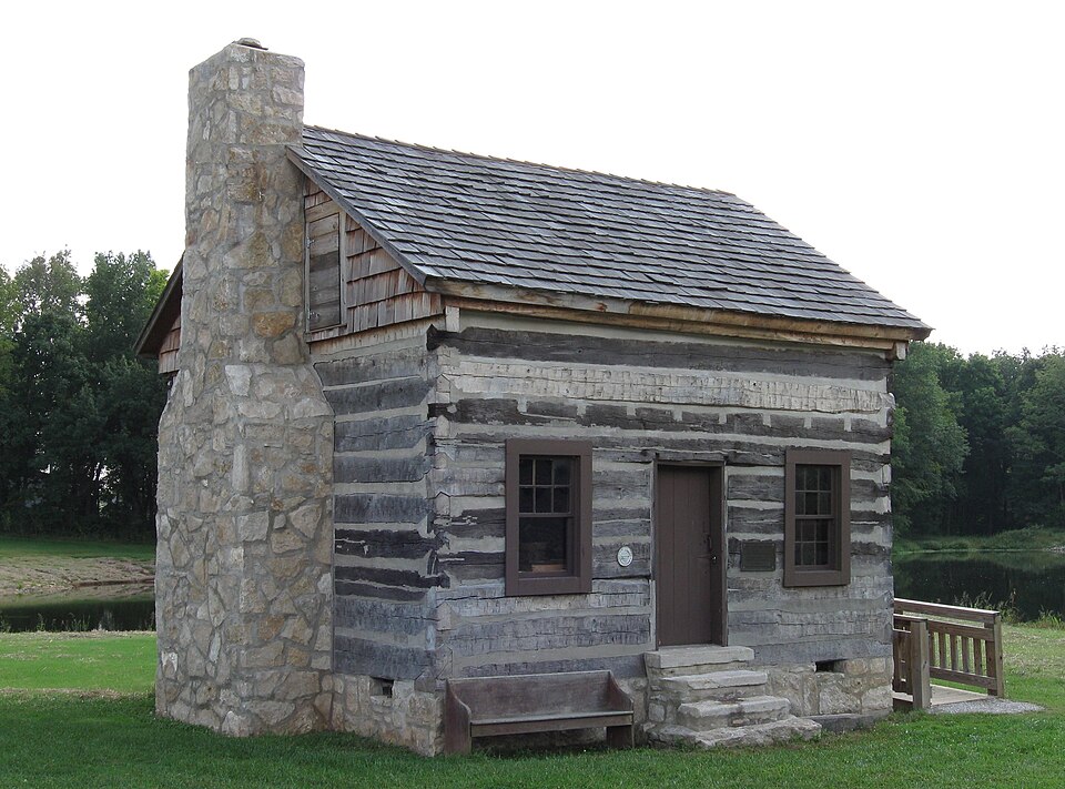 Photograph of David Gordon House and Collins Log Cabin