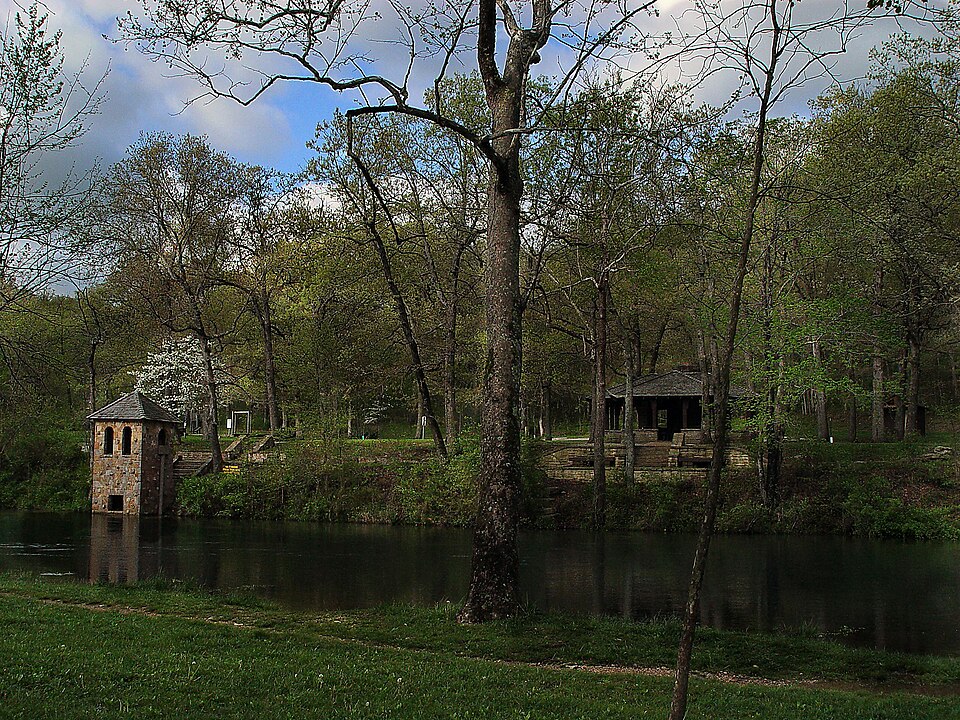 Photograph of Bennett Spring State Park Shelter House and Water Gauge Station
