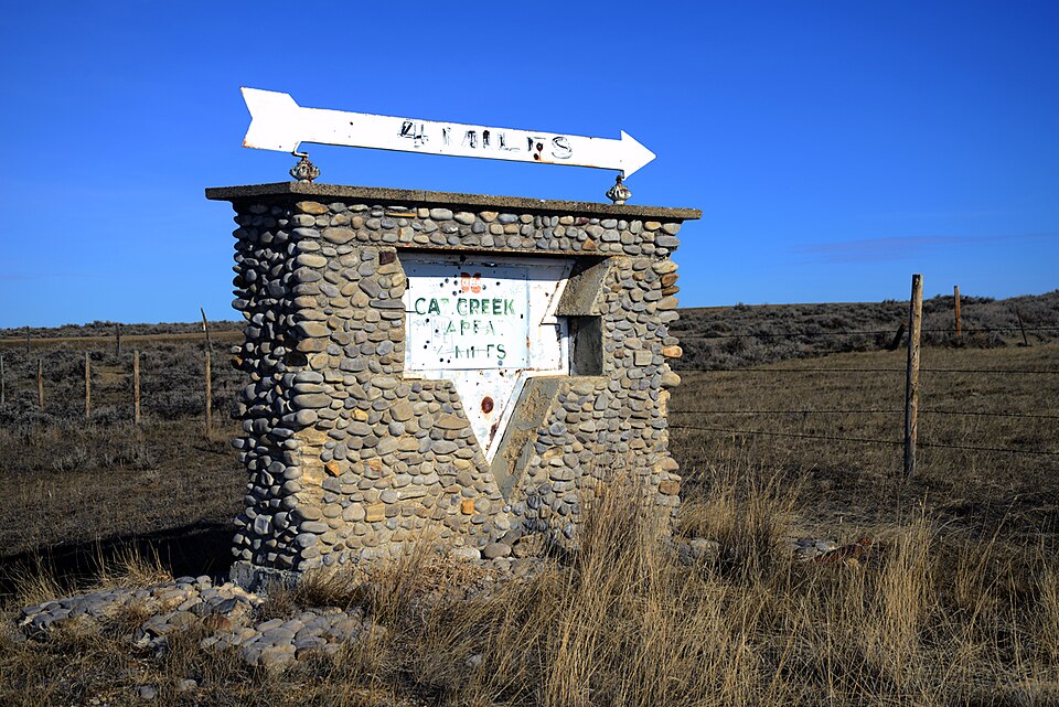 Photograph of Cat Creek Oil Field Sign