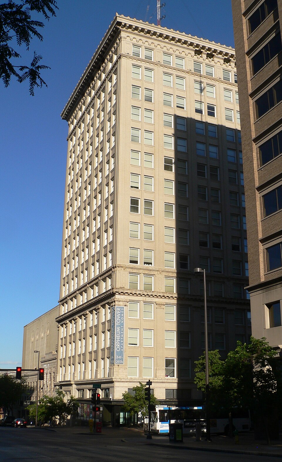 Photograph of City National Bank Building and Creighton Orpheum Theater
