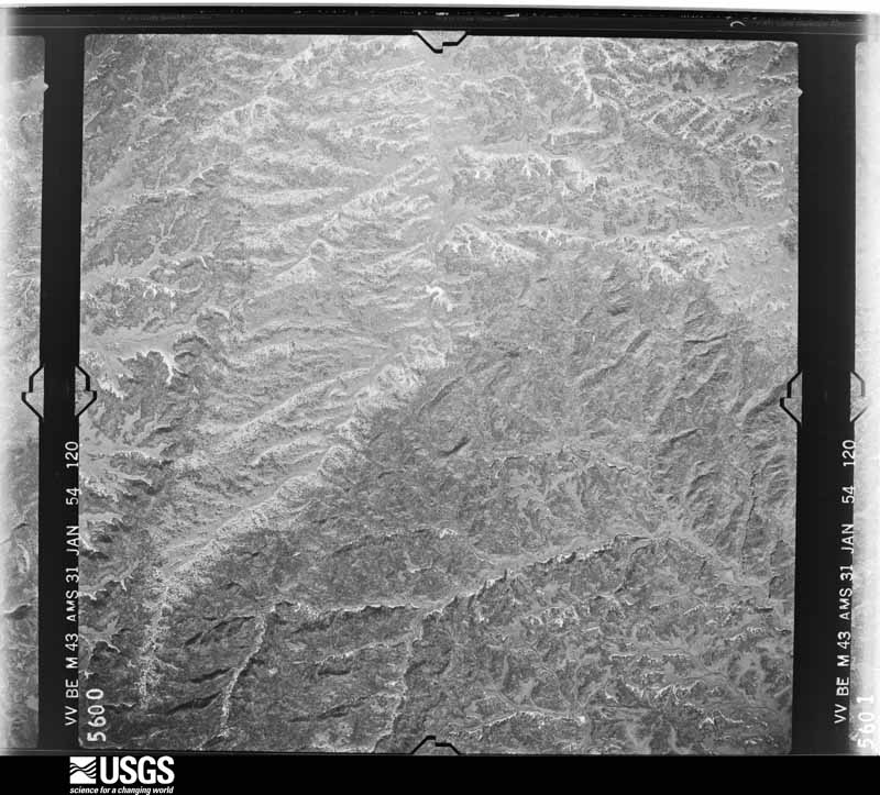 U.S. Geological Survey aerial photograph, 1954-01-31, scale 1:54000
