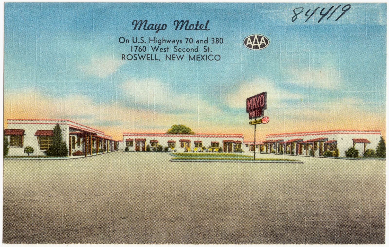 Mayo Motel, on U.S. Highways 70 and 380, 1760 West Second St., Roswell, New Mexico, Boston Public Library - undated