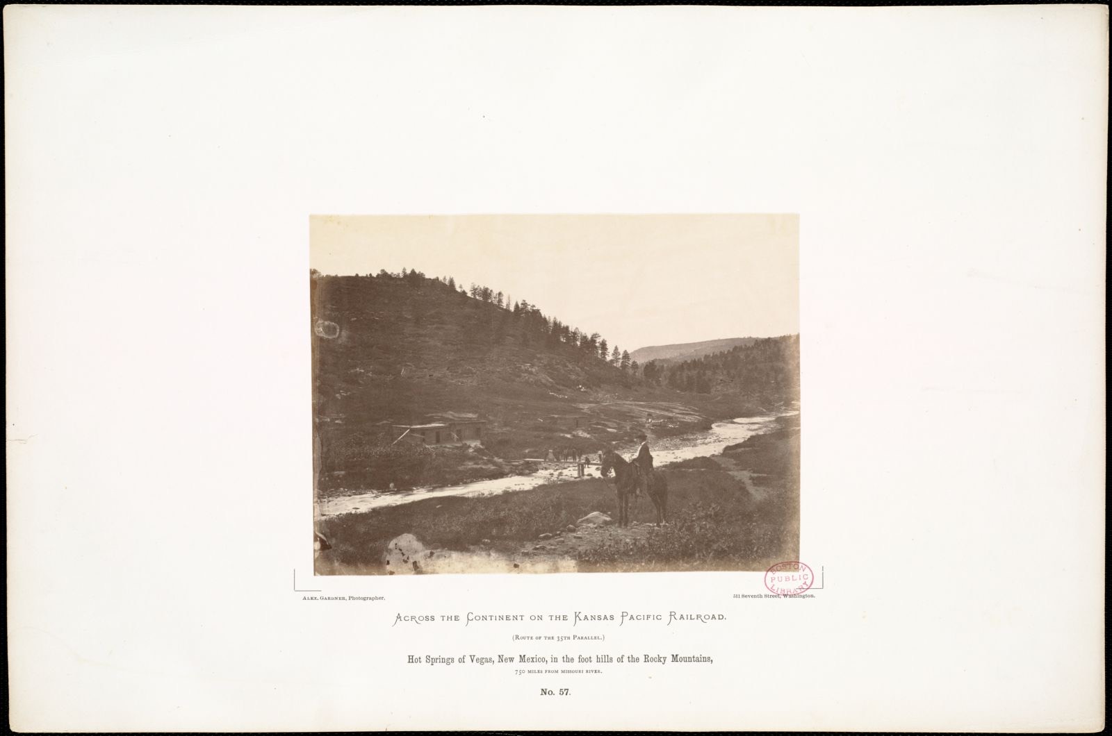 Hot Springs of Vegas, New Mexico, in the foot hills of the Rocky Mountains, 750 miles from Missouri River., Boston Public Library - undated