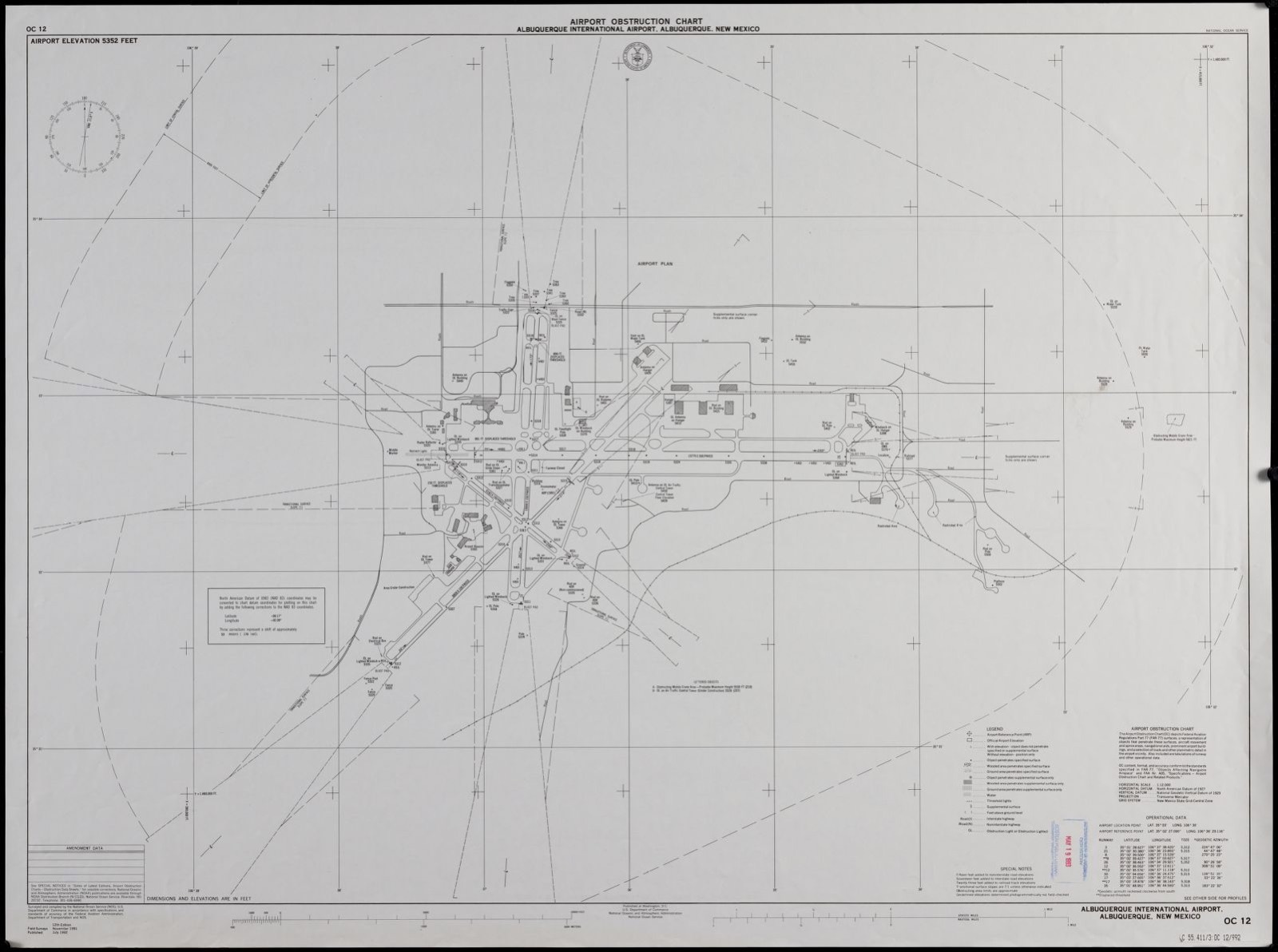 Airport obstruction chart OC 12, Albuquerque International Airport, Albuquerque, New Mexico, Boston Public Library - undated