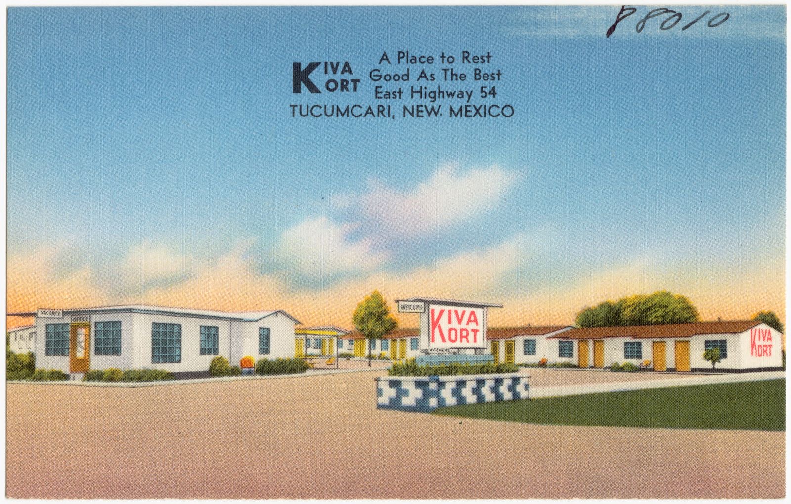 Kiva Kort, a place to rest good as the best, east Highway 54, Tucumcari, New Mexico, Boston Public Library - undated