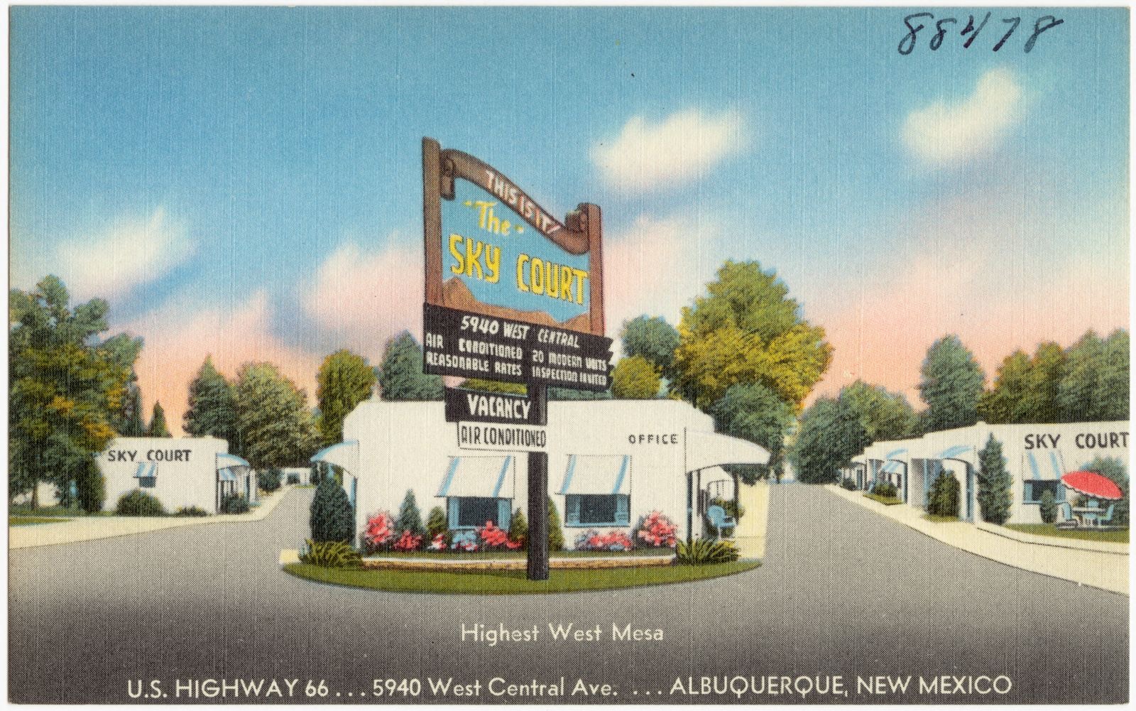 The Sky Court, highest West Mesa, U.S. Highway 66... 5940 West Central Ave.... Albuquerque, New Mexico, Boston Public Library - undated