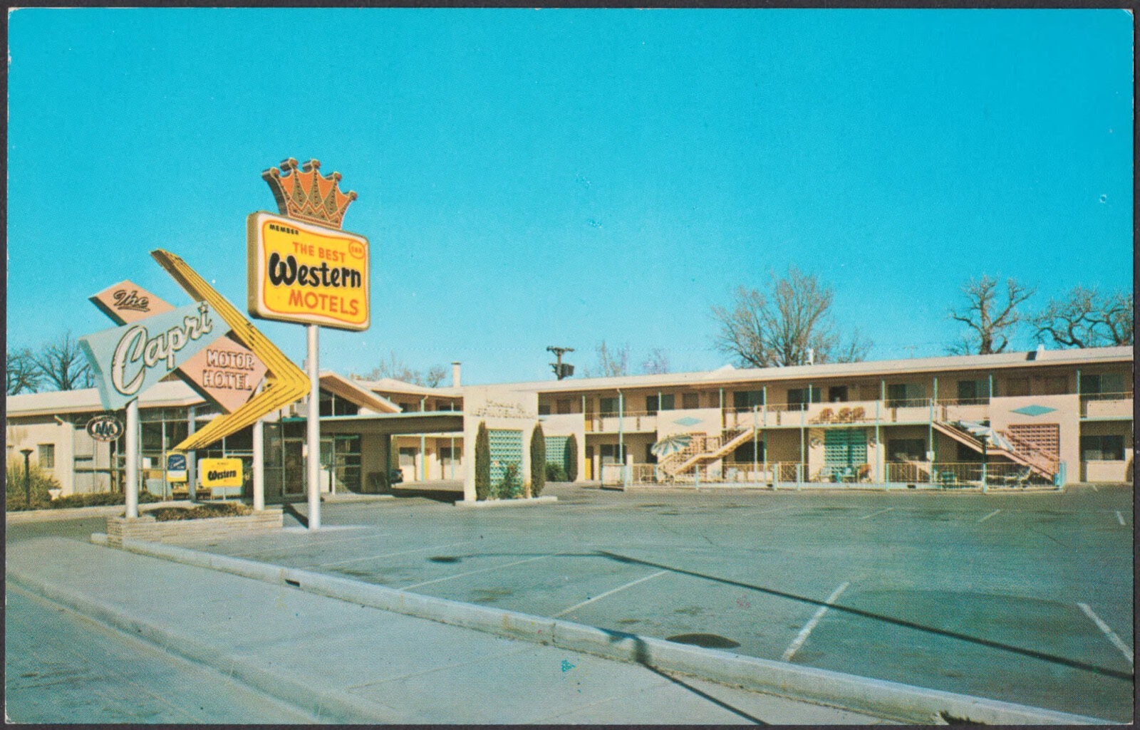 Capri City Center Motor Hotel, 12th & Central West, Albuquerque, N. Mex., downtown near Old Town, Boston Public Library - undated