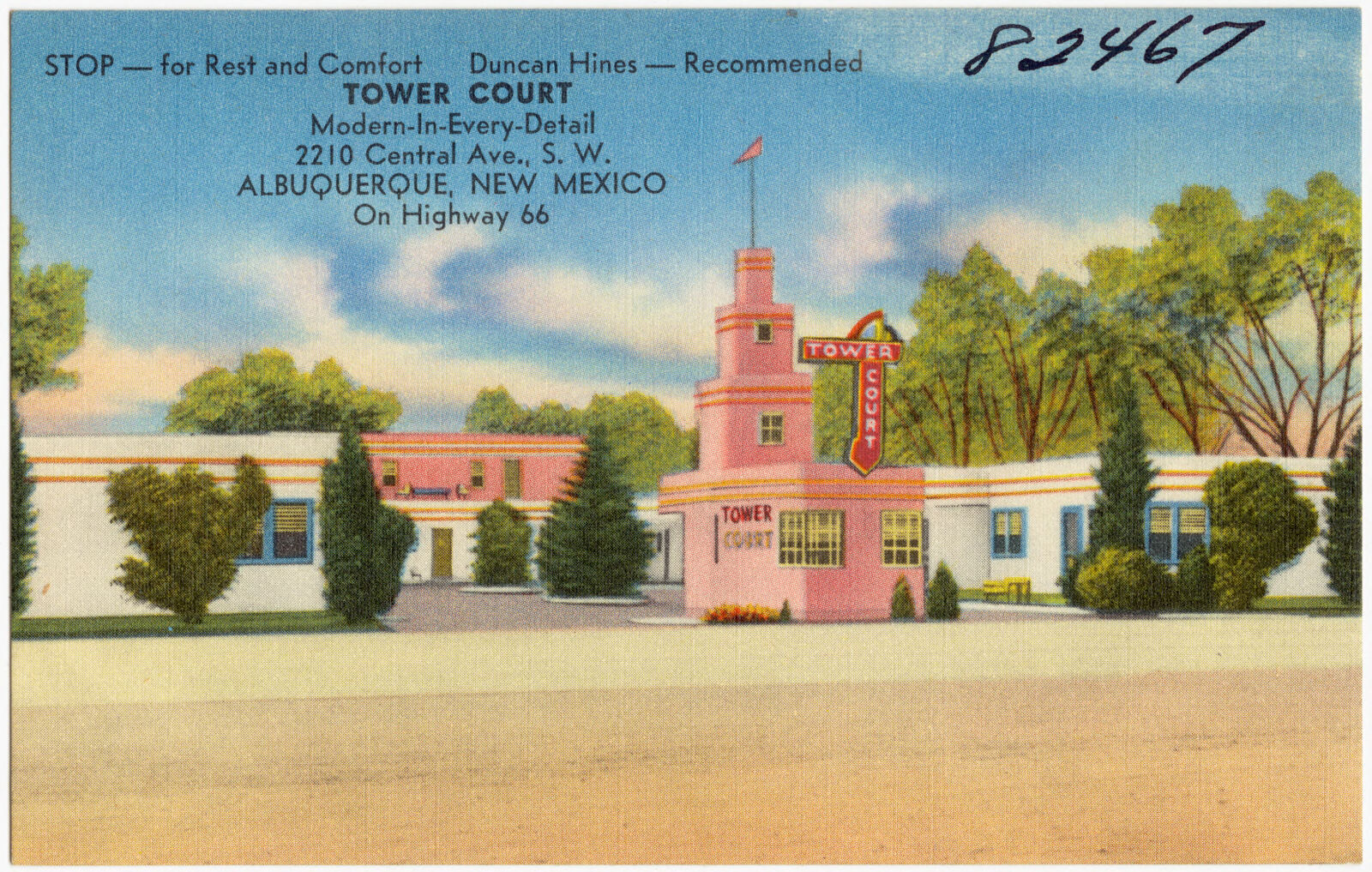 Tower Court, modern-in-every-detail, 2210 Central Ave., S. W., Albuquerque, New Mexico, on Highway 66, Boston Public Library - undated