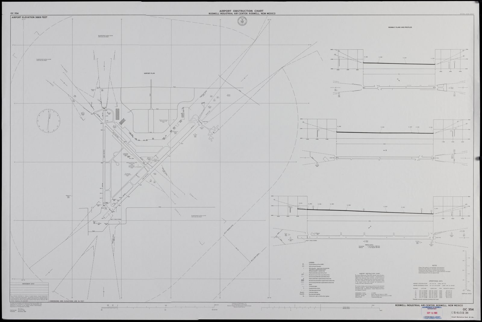 Airport obstruction chart, OC 354, Roswell Industrial Air center, Roswell, New Mexico, Boston Public Library - undated