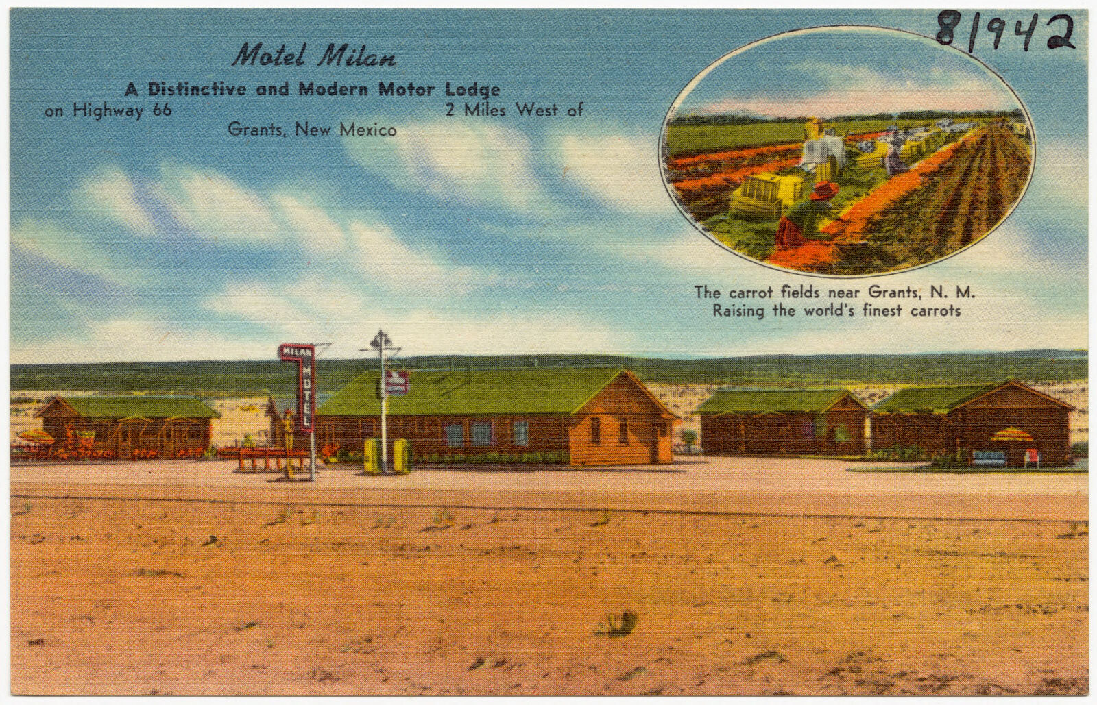 Motel Milan, a distinctive and modern motor lodge on Highway 55, 2 miles west of Grants, New Mexico, Boston Public Library - undated
