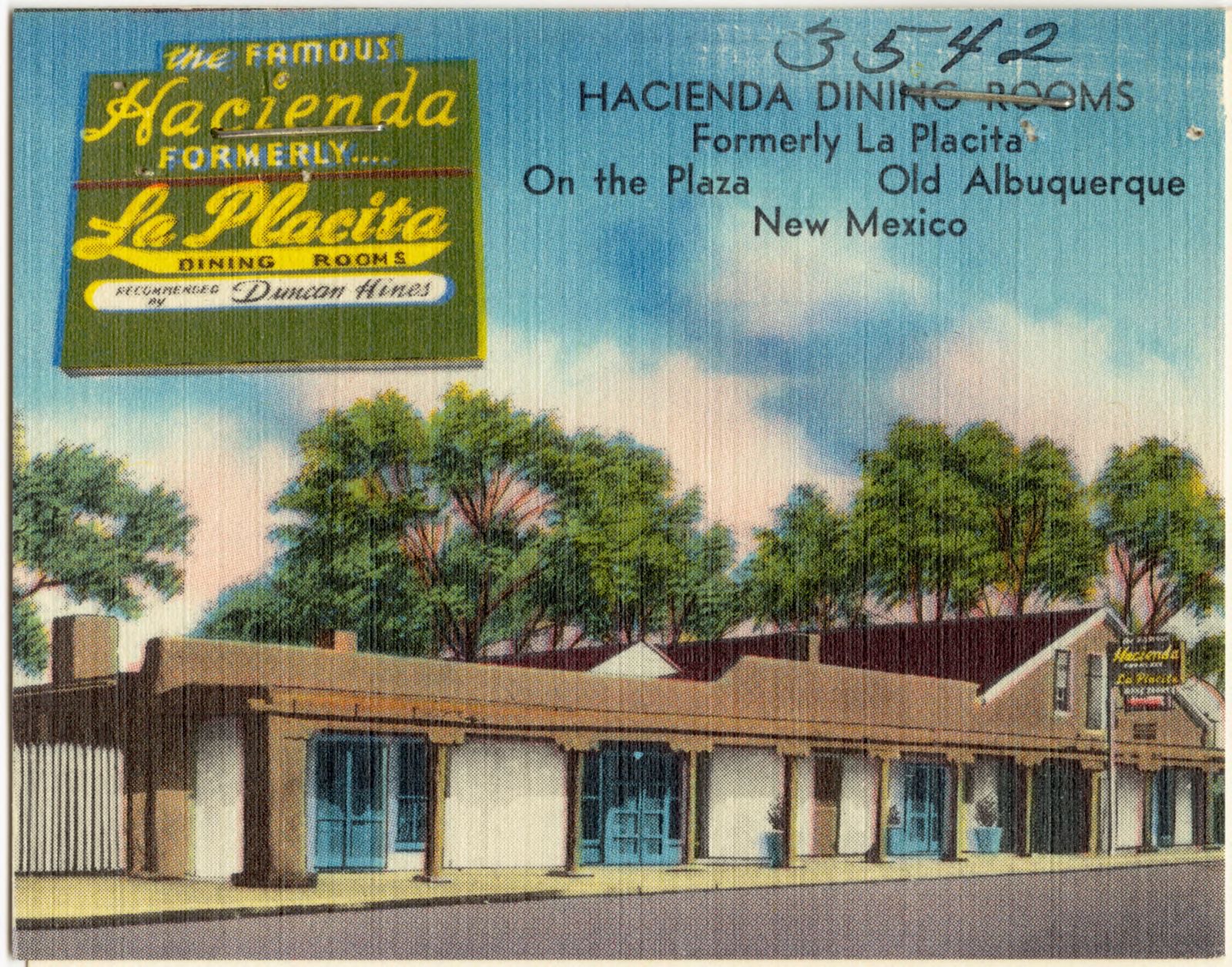 Hacienda dinning rooms, formerly La Placita, on the plaza, Old Albuquerque, New Mexico, Boston Public Library - undated