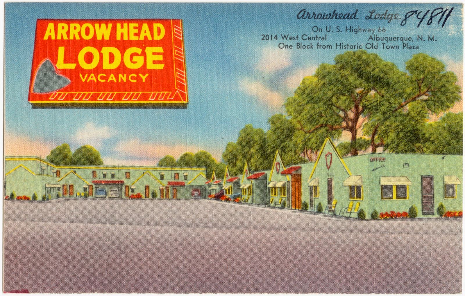 Arrowhead Lodge, on Highway 66, 2014 West Central, Albuquerque, New Mexico, one block from historic Old Town Plaza, Boston Public Library - undated