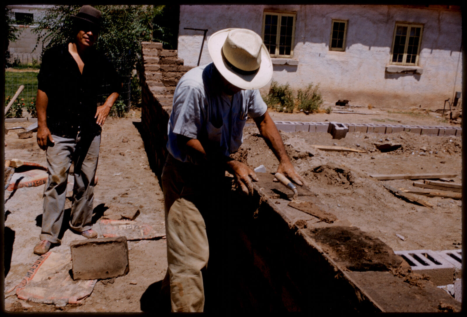 Men building wall, Albuquerque, Boston Public Library - undated