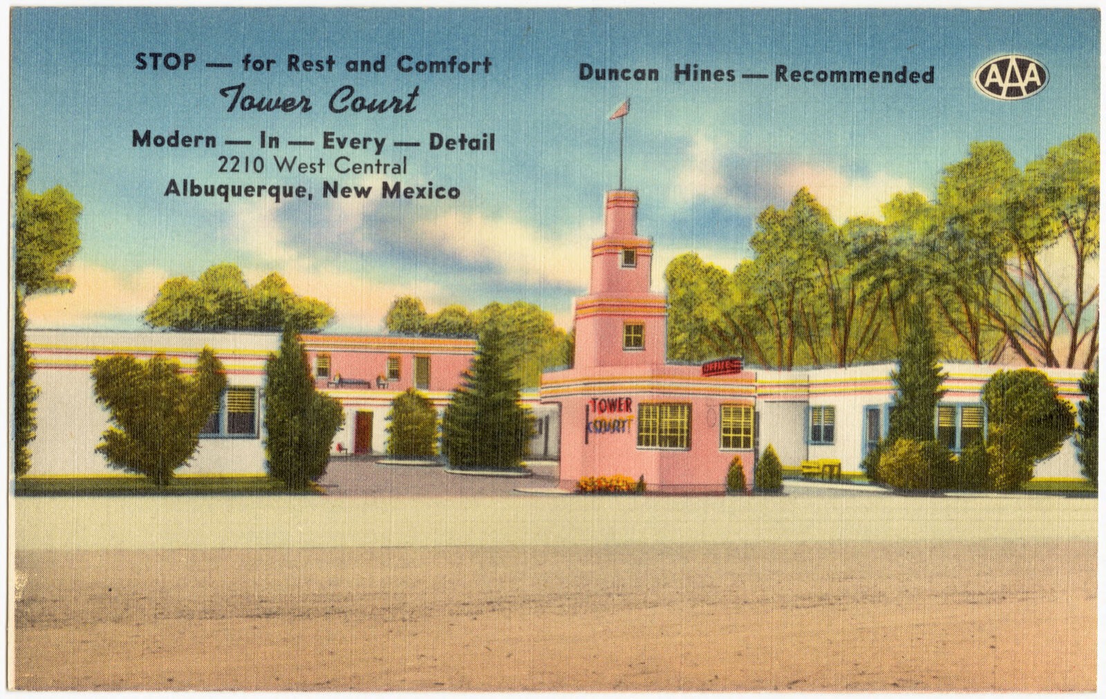 Tower Court, modern-in-every-detail, 2210 Central Ave., S. W., Albuquerque, New Mexico, Boston Public Library - undated