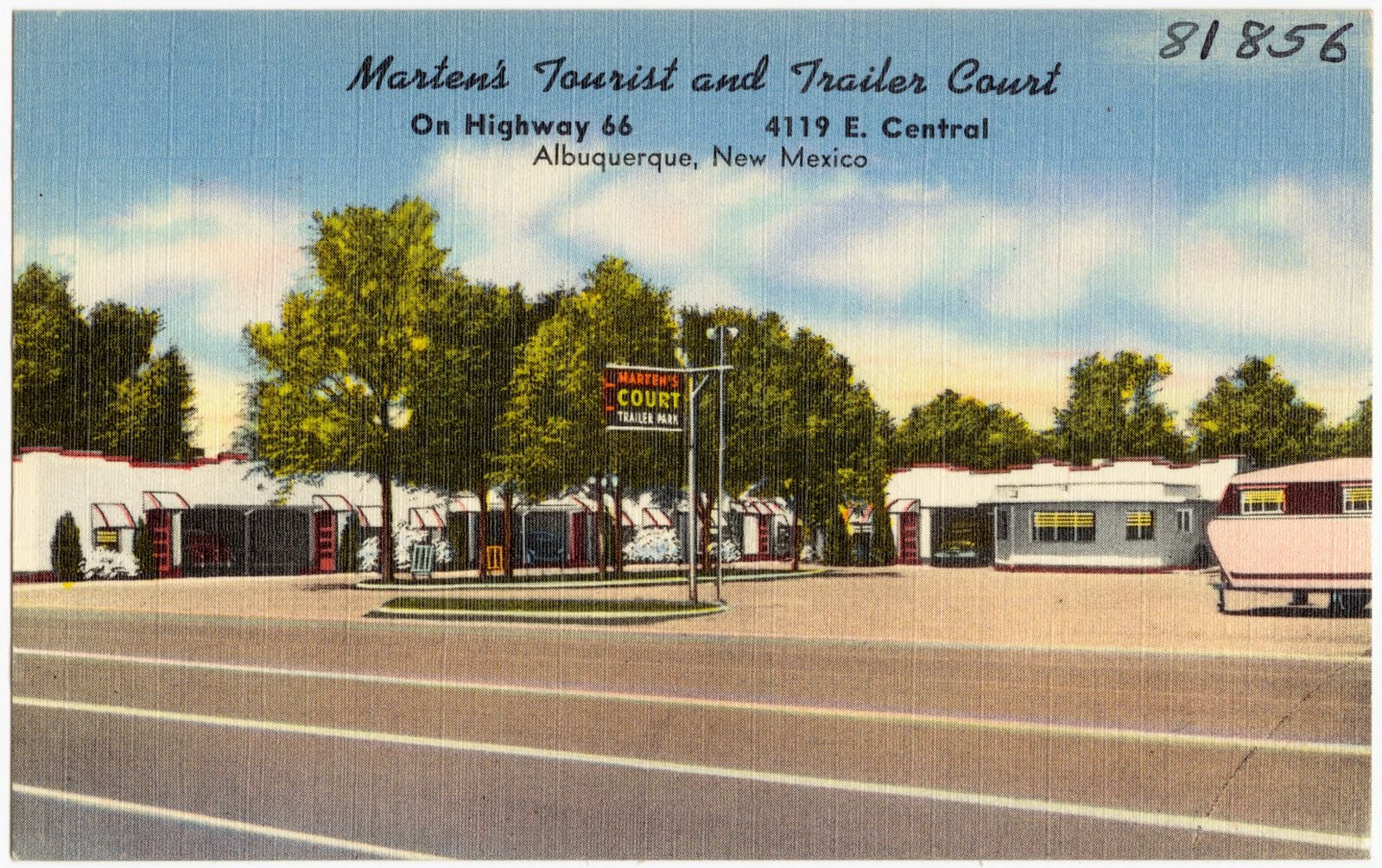 Marten's Tourist and Trailer Court, on Highway 66, 4119 E. Central, Albuquerque, New Mexico, Boston Public Library - undated