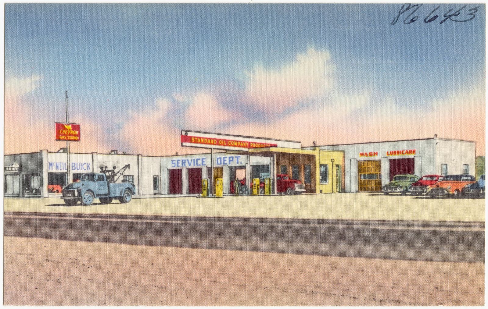 McNeil Buick Sales & Service, Deming, New Mexico. 24 hour wrecker service, standard oil products, Boston Public Library - undated