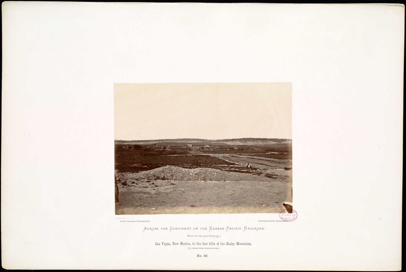 Las Vegas, New Mexico, in the foot hills of the Rocky Mountains, 755 miles from Missouri River., Boston Public Library - undated