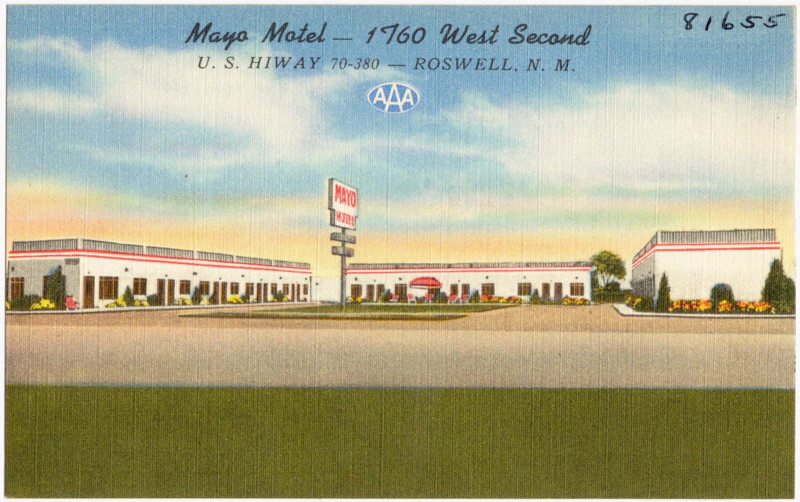 Maya Motel -- 1760 West Second, U.S. Hiway 70 - 380 -- Roswell, N. M., Boston Public Library - undated