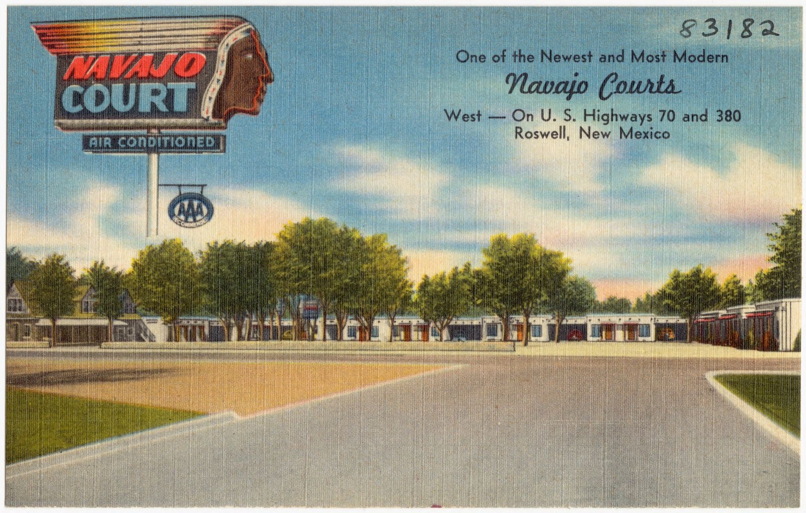 Navajo Courts, one of the newest and most modern. West -- on U.S. Highways 70 and 380, Roswell, New Mexico, Boston Public Library - undated